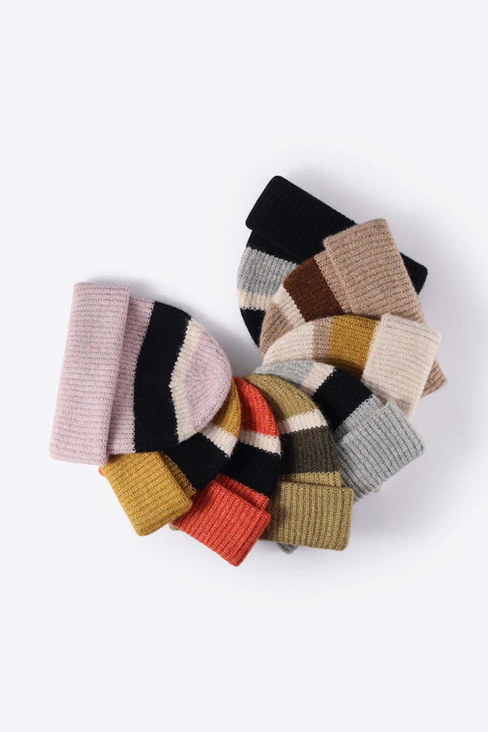 Tricolor Cuffed Knit Beanie.