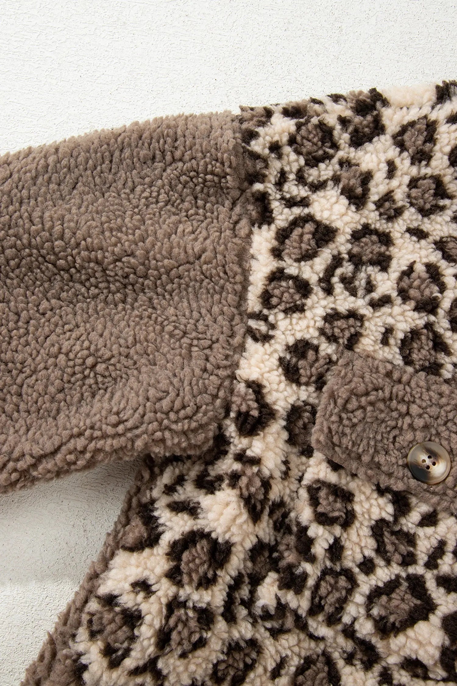 Dear-Lover Brown Leopard Sherpa Jacket Women's Winter Warm Plush-Lined Button Up Dear-Lover Dropshipping