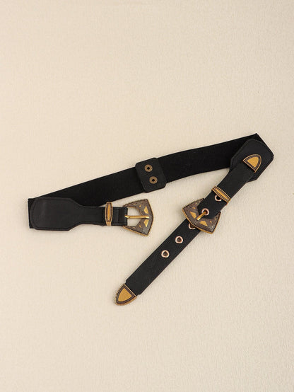 Double Buckle PU Leather Belt.