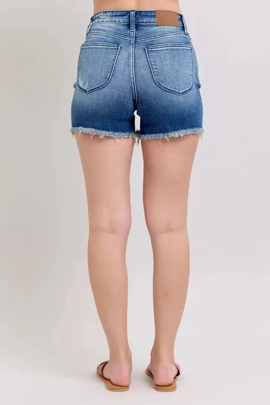 Judy Blue Full Size V-Front Denim Shorts with Shield Pockets Plus Size Coco’s Tee Boutique