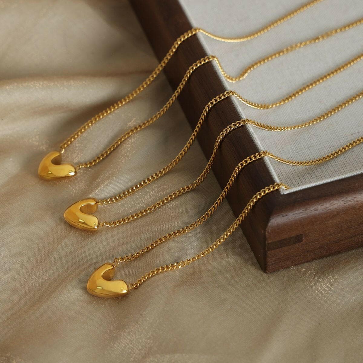 Gold-Plated Heart Pendant Necklace.