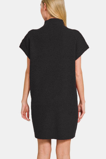 Zenana Short Sleeve Sweater Mini Dress.