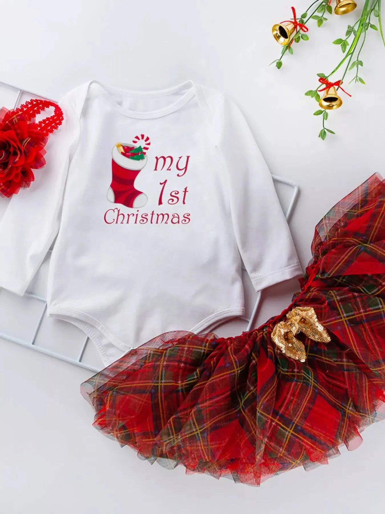 Children's Christmas Santa Baby Outfit Set with Headband Simply Love