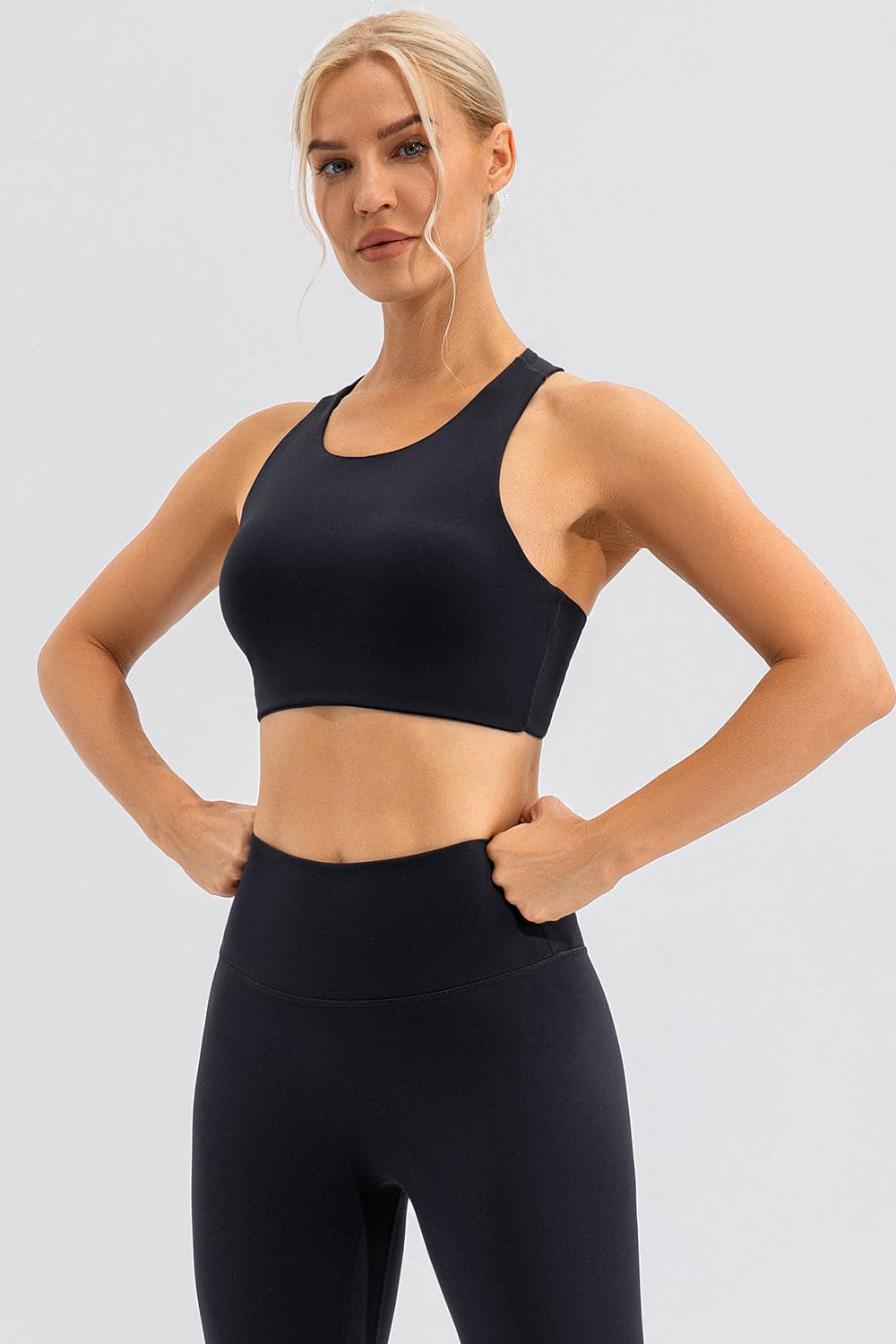 Round Neck Cutout Cropped Active Tank.