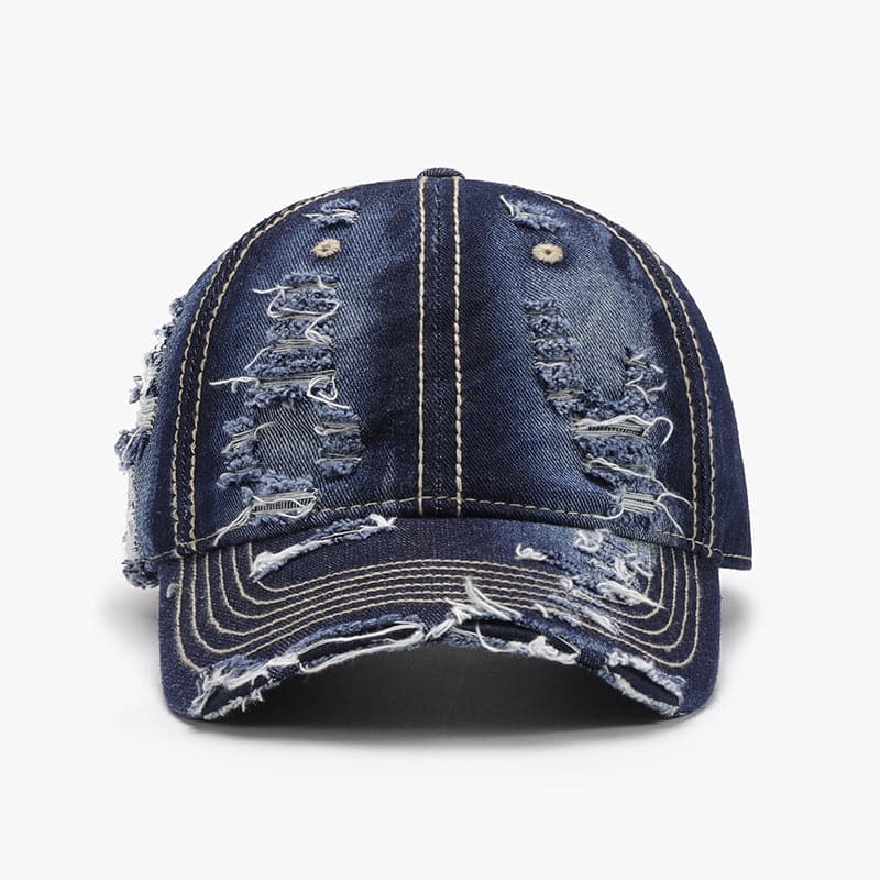 Distressed Adjustable Cotton Baseball Cap.