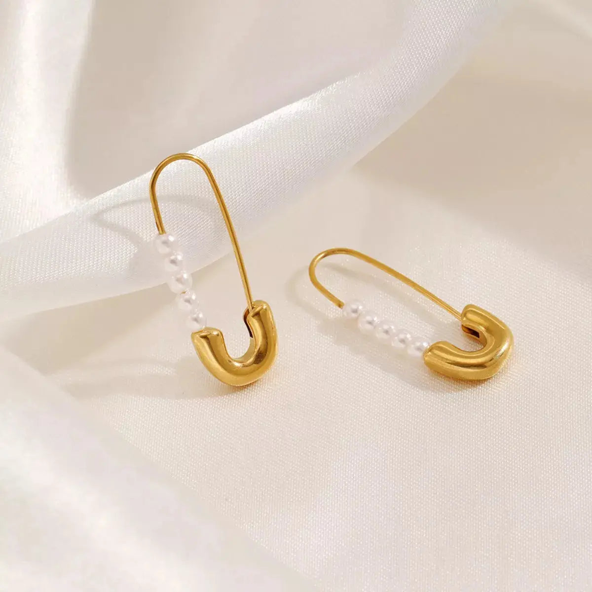 Safety Pin Pearl Accent Earrings Simply Love