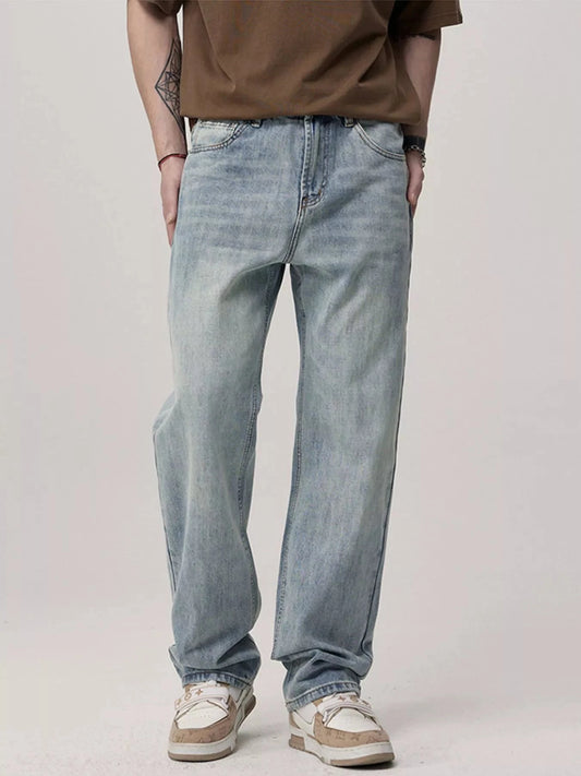 Men's Washed Loose Fit Jeans With Slight Stretch Cotton Blend Simply Love