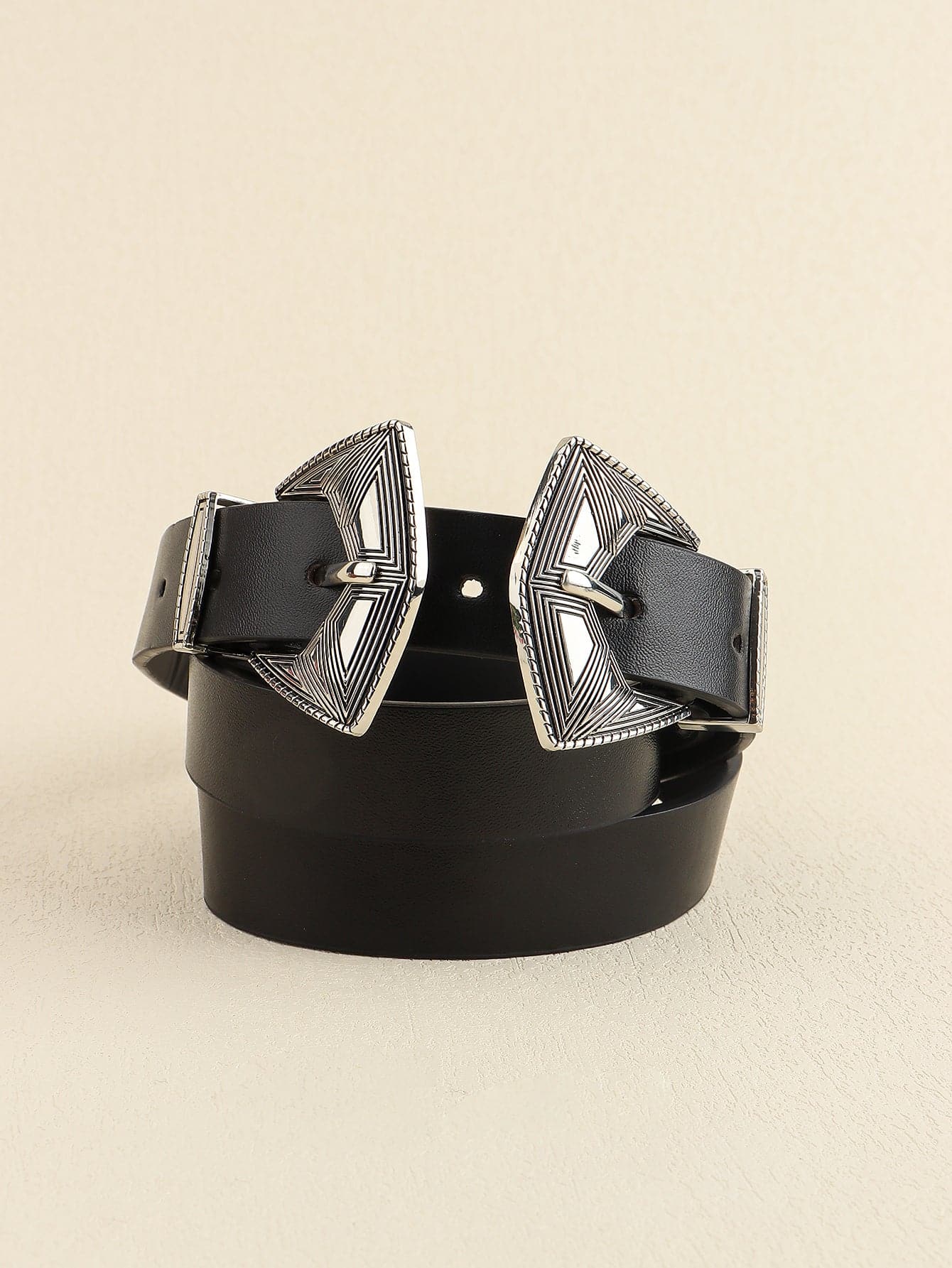 Double Buckle PU Leather Belt.