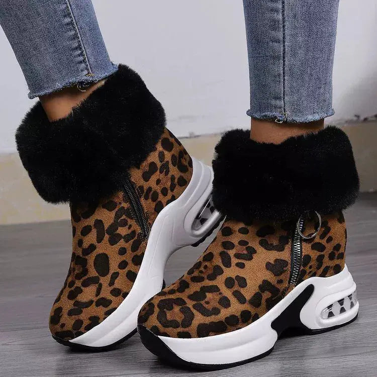 Fuzzy Side Zipper Platform Ankle Boots Simply Love