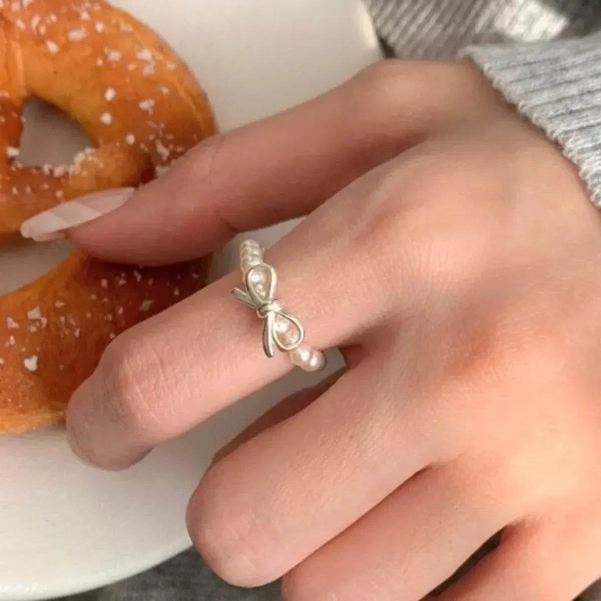 Bow Pearl Beaded Ring Simply Love