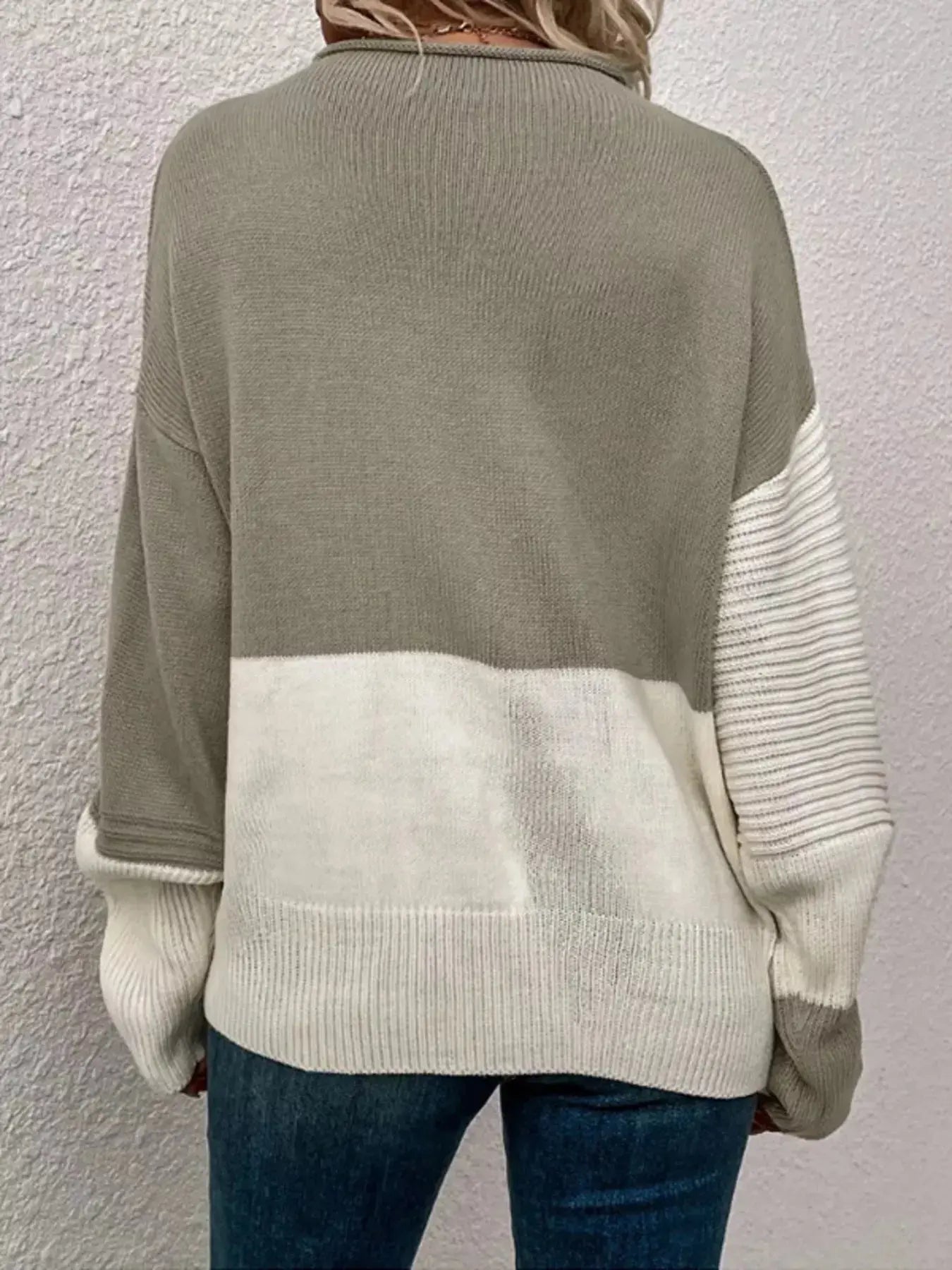 Color Block Ribbed Knit Sweater Simply Love