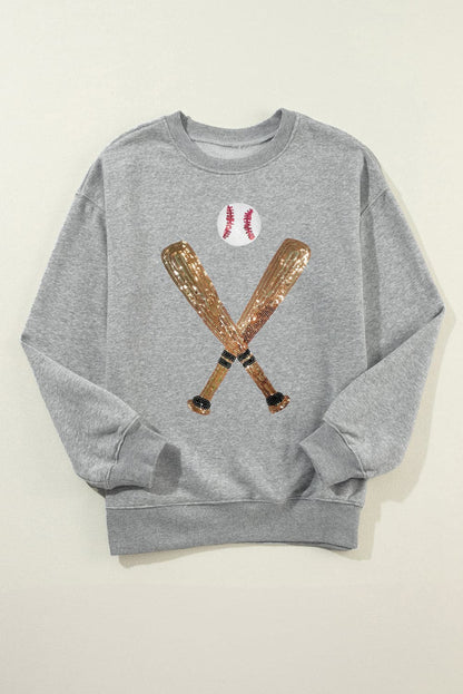 Sparkling Sequin Long Sleeve Baseball Sweatshirt