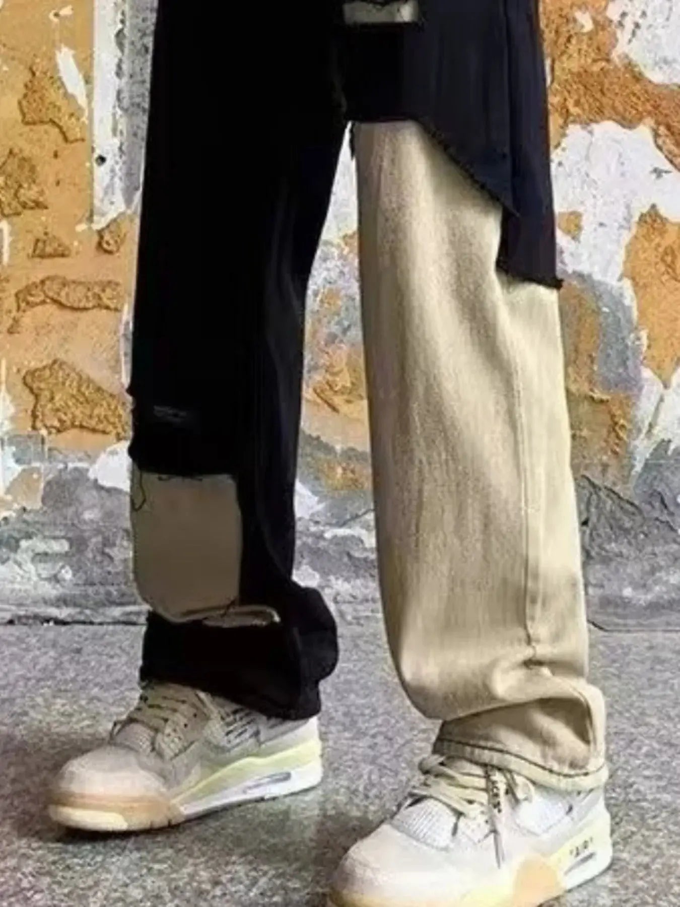 Men's Plus Size Two-Tone Ripped Wide Leg Jeans Simply Love