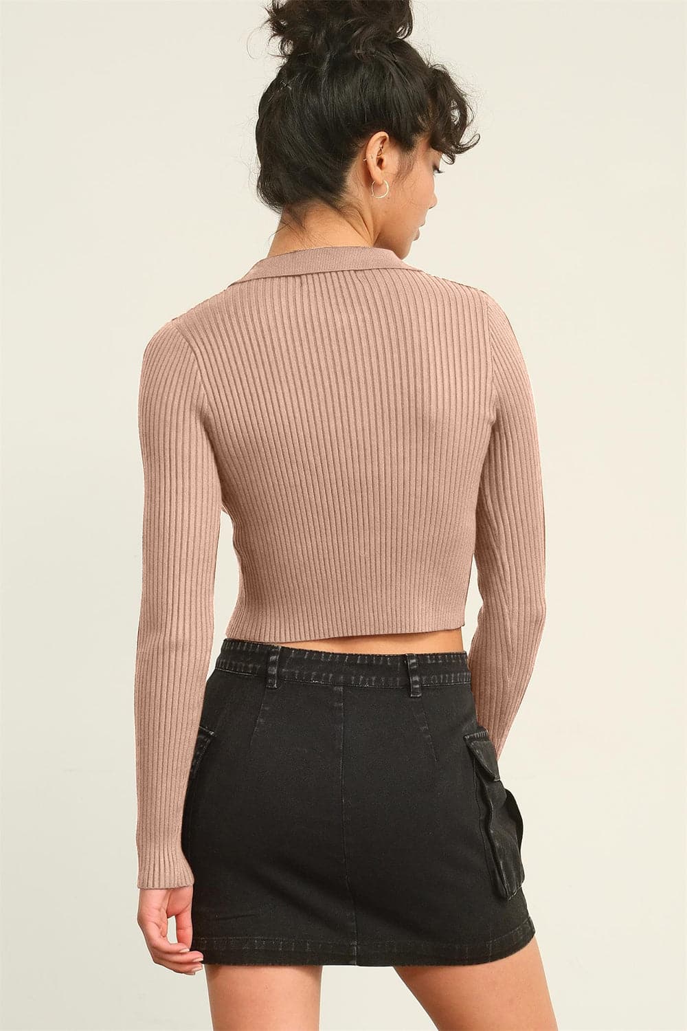 HYFVE Ribbed Double Zip Cropped Cardigan.