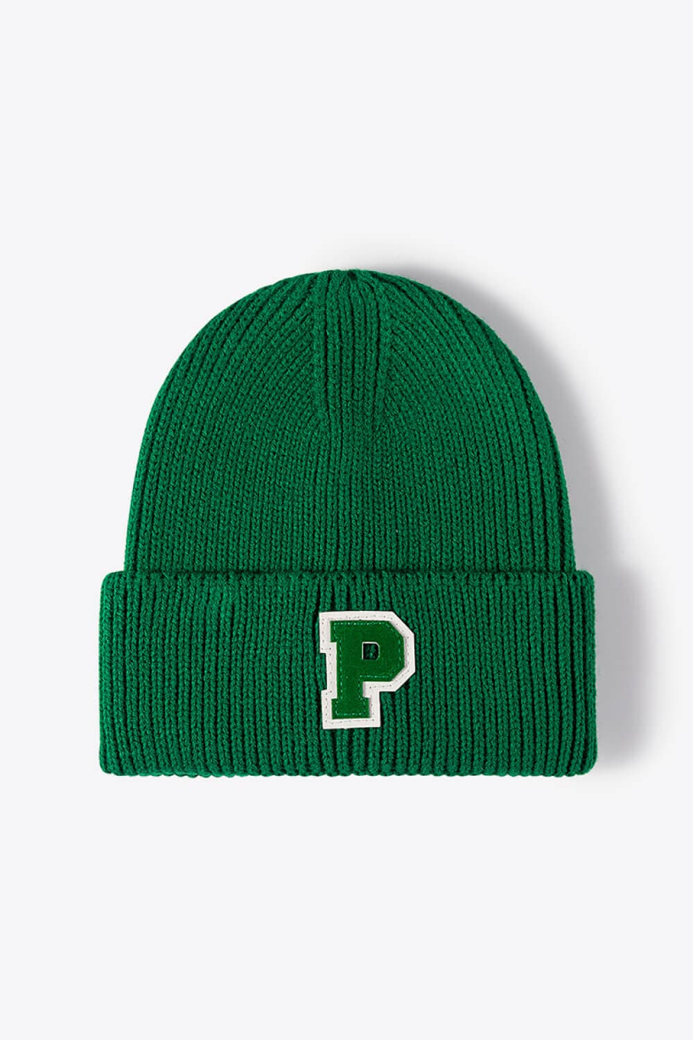 Letter Patch Cuffed Knit Beanie.