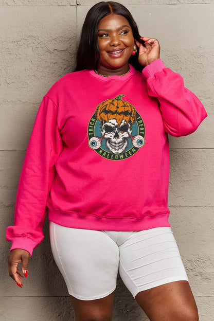 Simply Love Full Size Skull Graphic Sweatshirt.