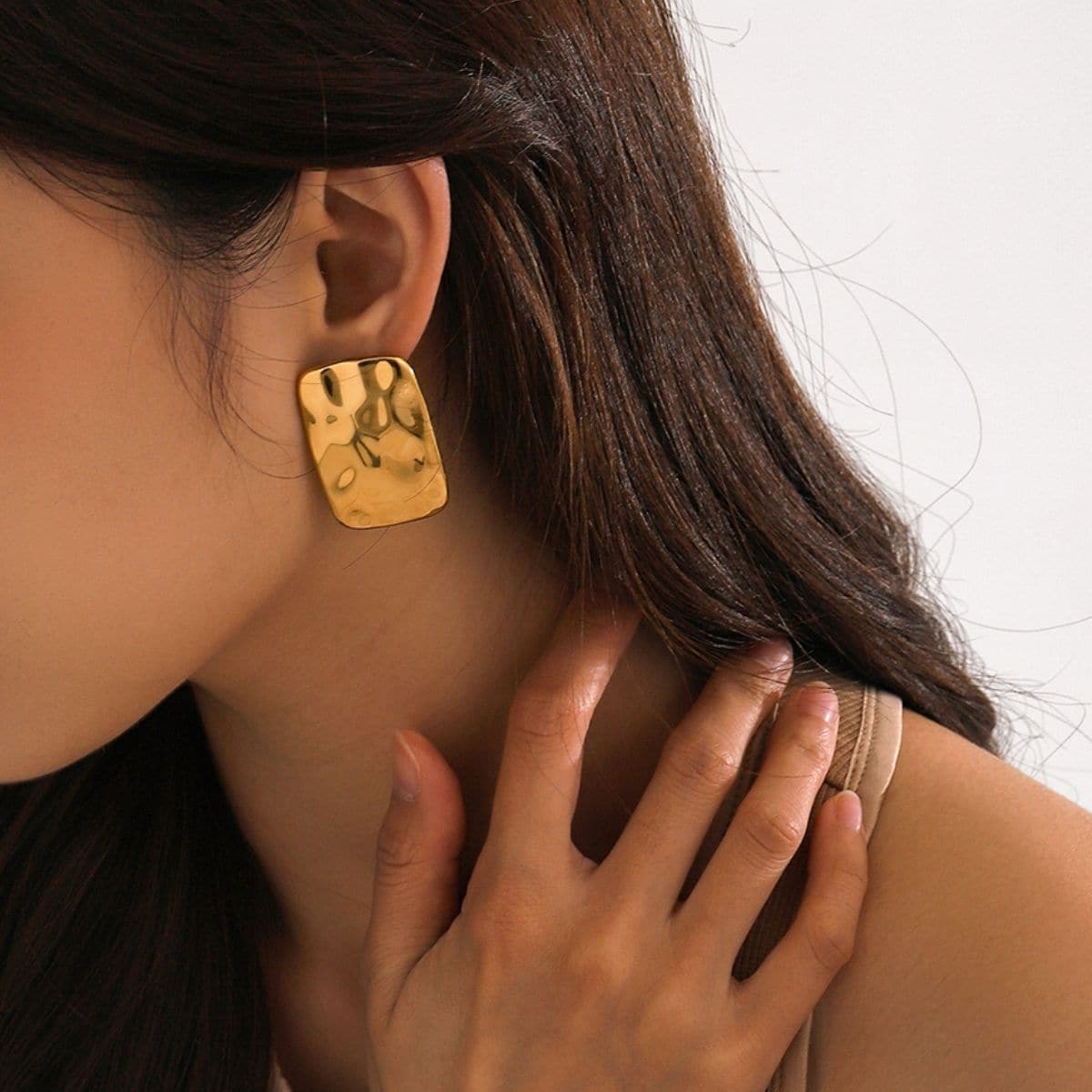 18K Gold-Plated Square Earrings.