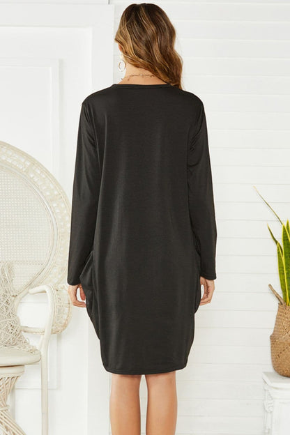 Cozy Long Sleeve Pocket Dress for Effortless Style