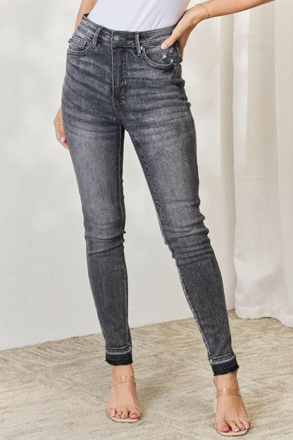 Judy Blue Full Size High Waist Tummy Control Release Hem Skinny Jeans.