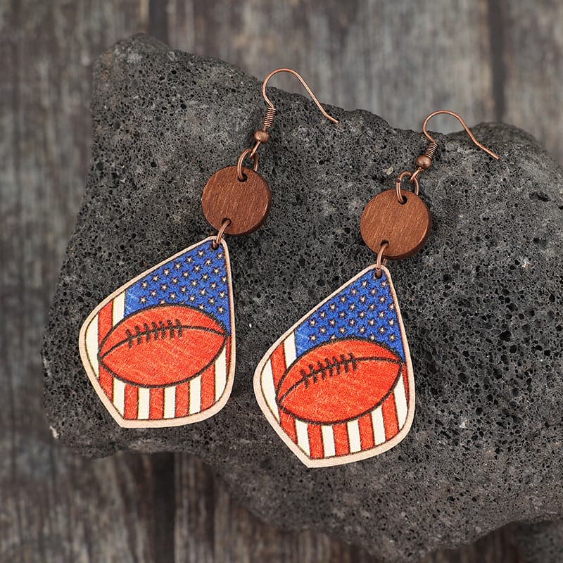 Printed Wooden Dangle Earrings.