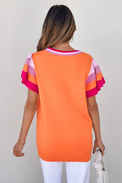 Carrot color block knitted top