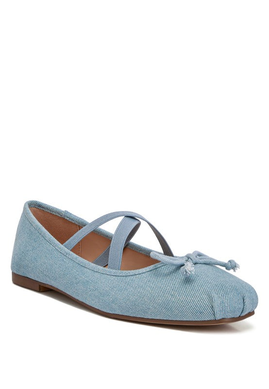 Stylish denim criss-cross ballet flats