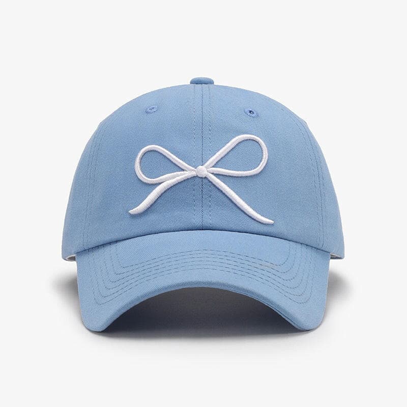 Bow Embroidered Cotton Baseball Cap with chic bow detail.