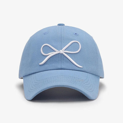 Bow Embroidered Cotton Baseball Cap with chic bow detail.