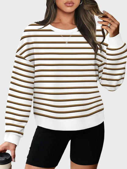 Cozy stripes: Long sleeve round neck sweatshirt