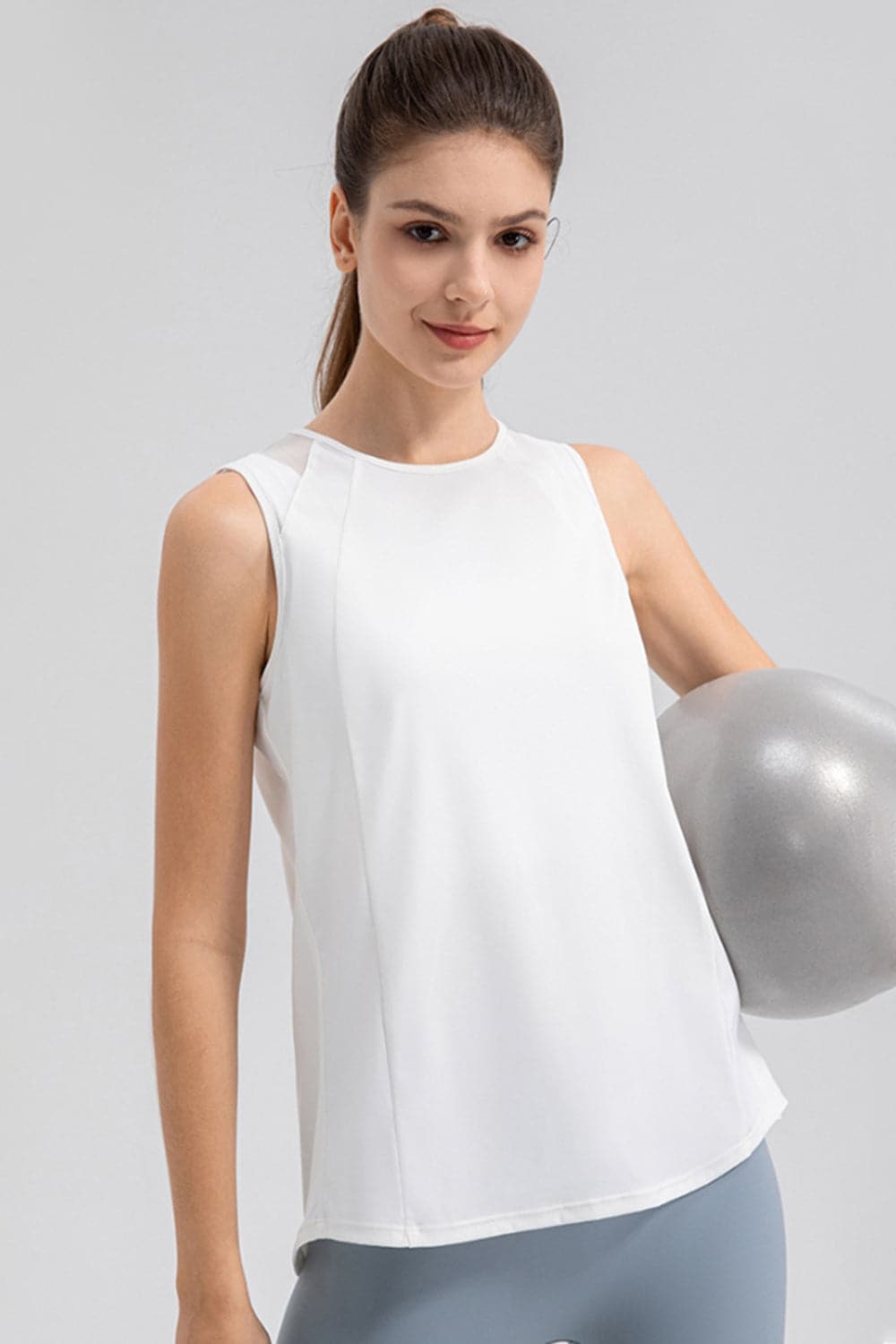 Round Neck Wide strap Active Tank.