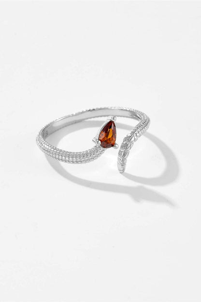 925 Sterling Silver Zircon Snake Shape Ring.