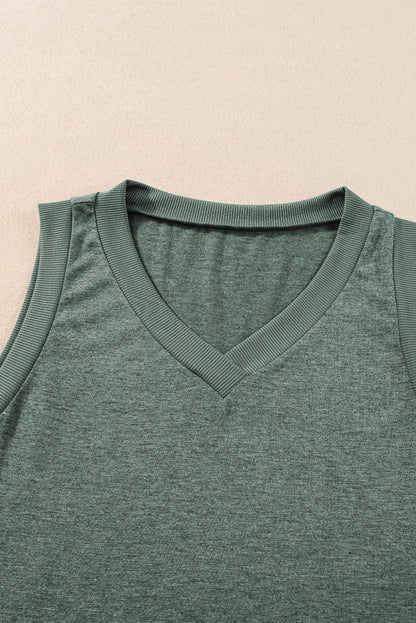 Chic mist green ribbed tank top