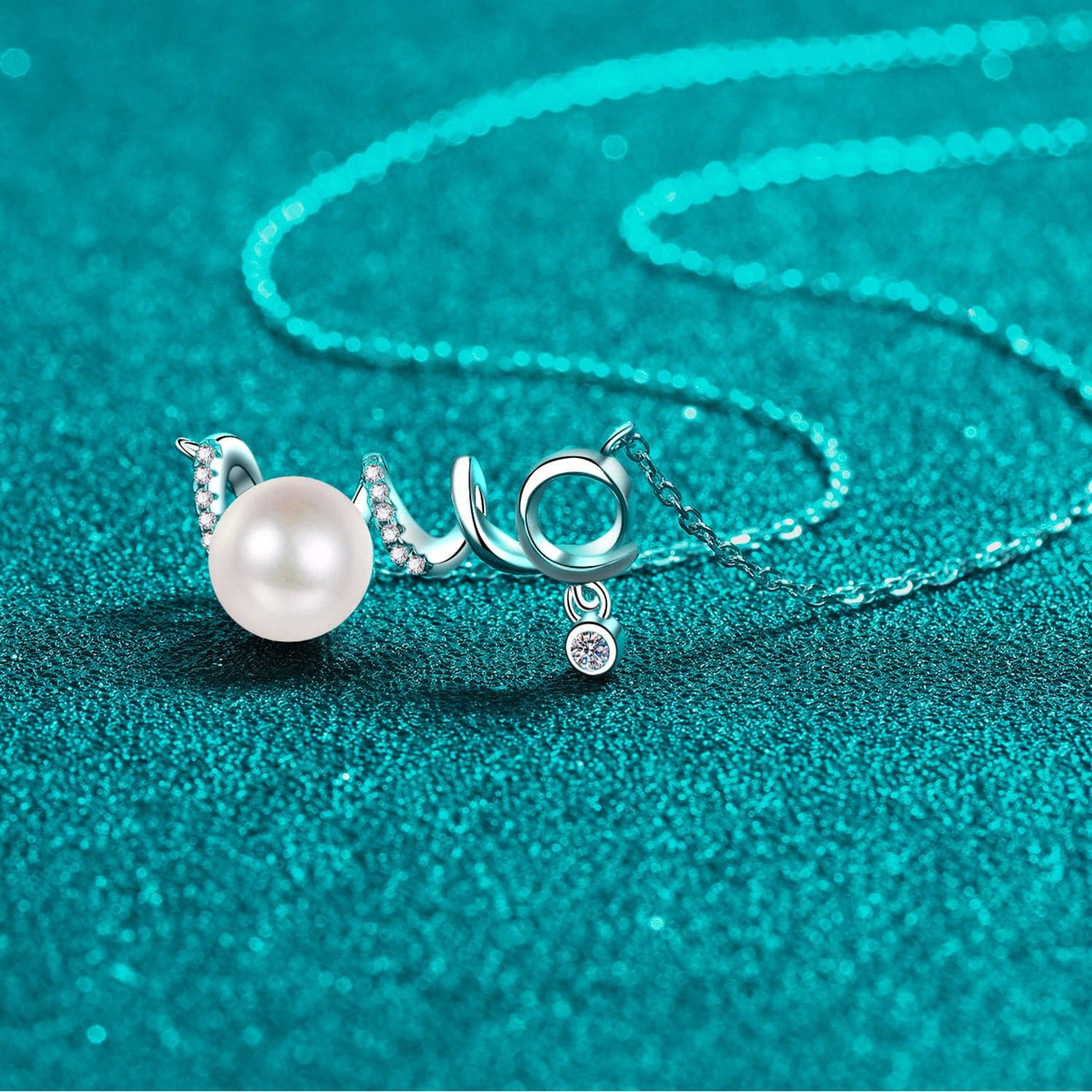 Natural Pearl Moissanite 925 Sterling Silver Necklace.