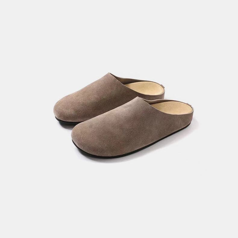 Suede slip-on flats with a round toe design