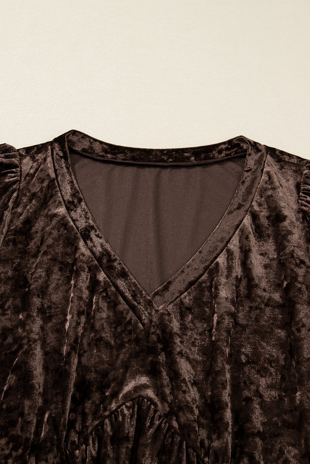 Coffee Plus Size Velvet Babydoll Mini Dress Puff Sleeve Dear-Lover Dropshipping