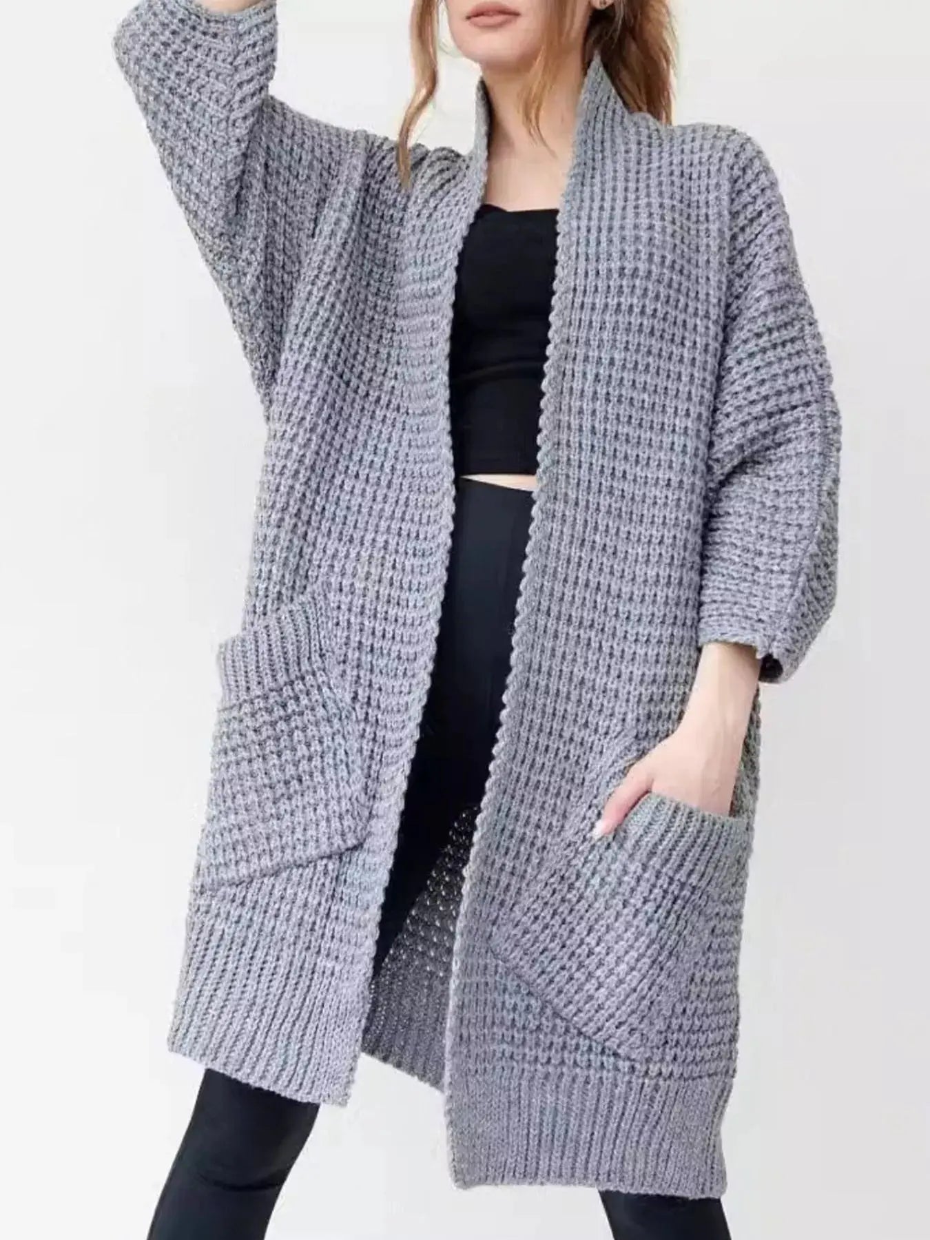 Full Size Chunky Knit Open Front Cardigan Plus Size Simply Love