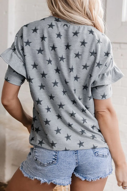 Simply Love: Star Print Tiered T-Shirt