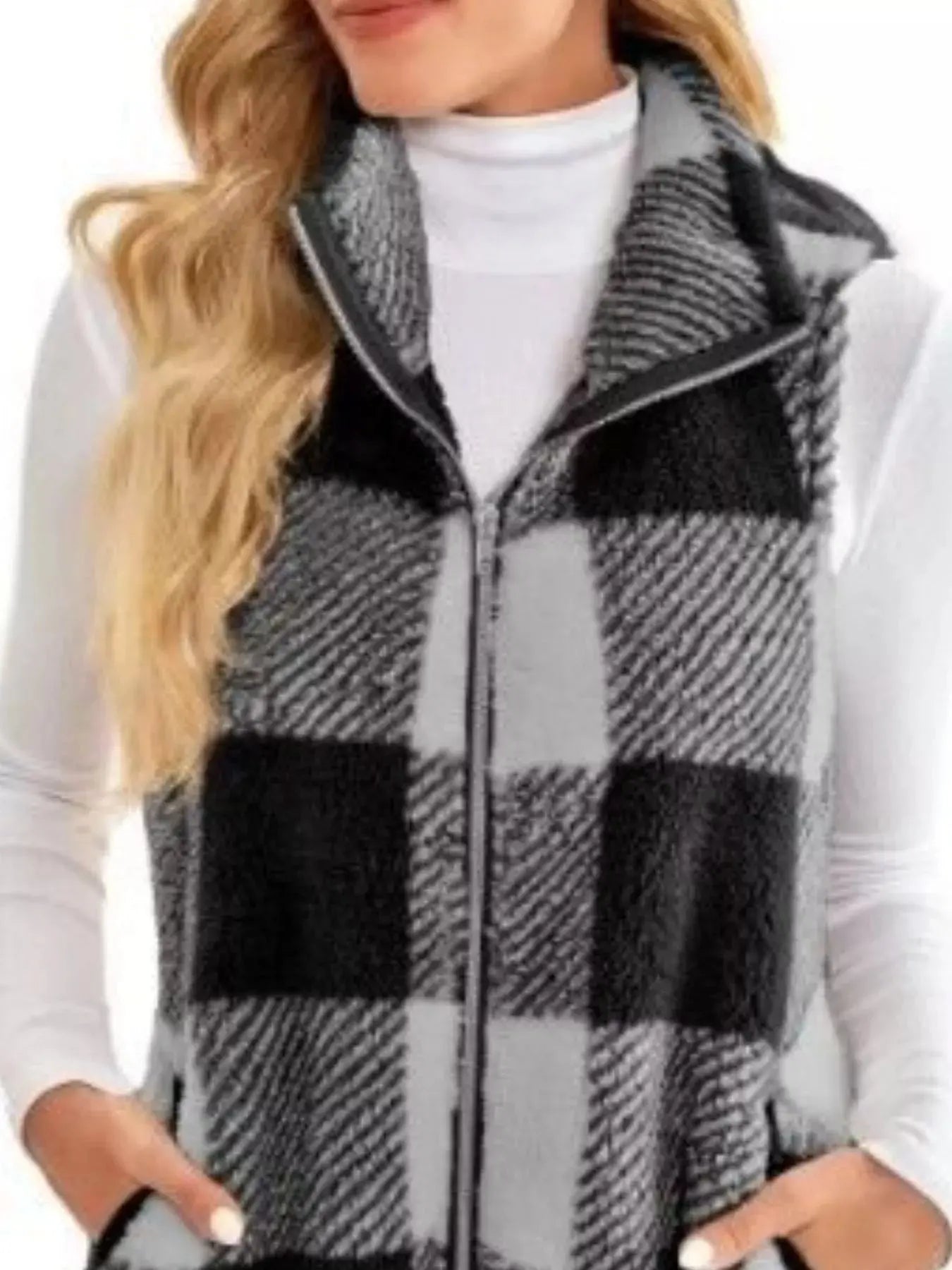 Full Size Color Block Zip Up Vest Coat Plus Size Simply Love