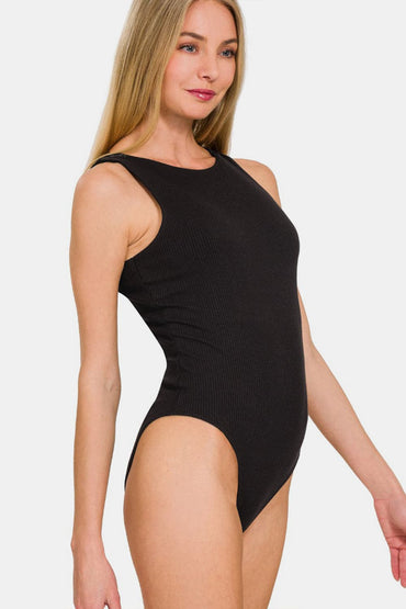 Zenana Ribbed Double Layered Bodysuit.