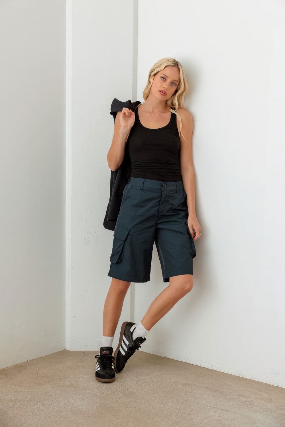 Le Lis Navy Cargo Bermuda Shorts.