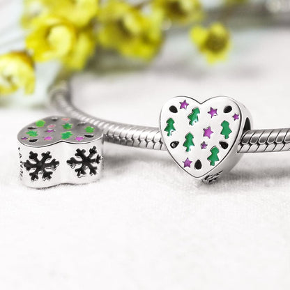 One Piece 925 Sterling Silver Heart Bead Charm.