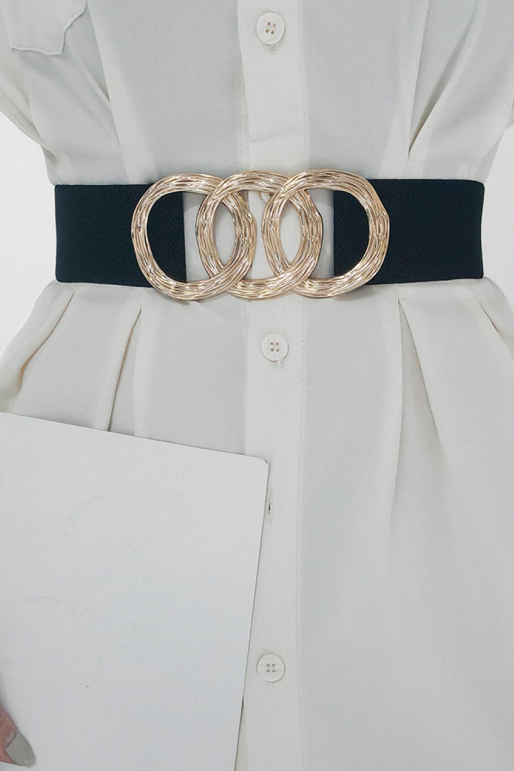 Zinc Alloy Buckle Elastic Wide Belt.