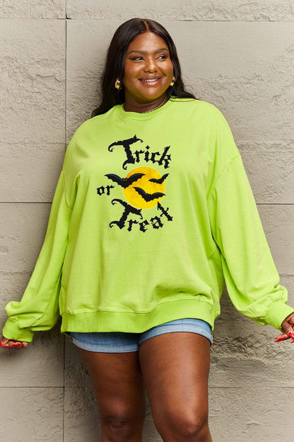 Simply Love Full Size TRICK OR TREAT Graphic Sweatshirt.