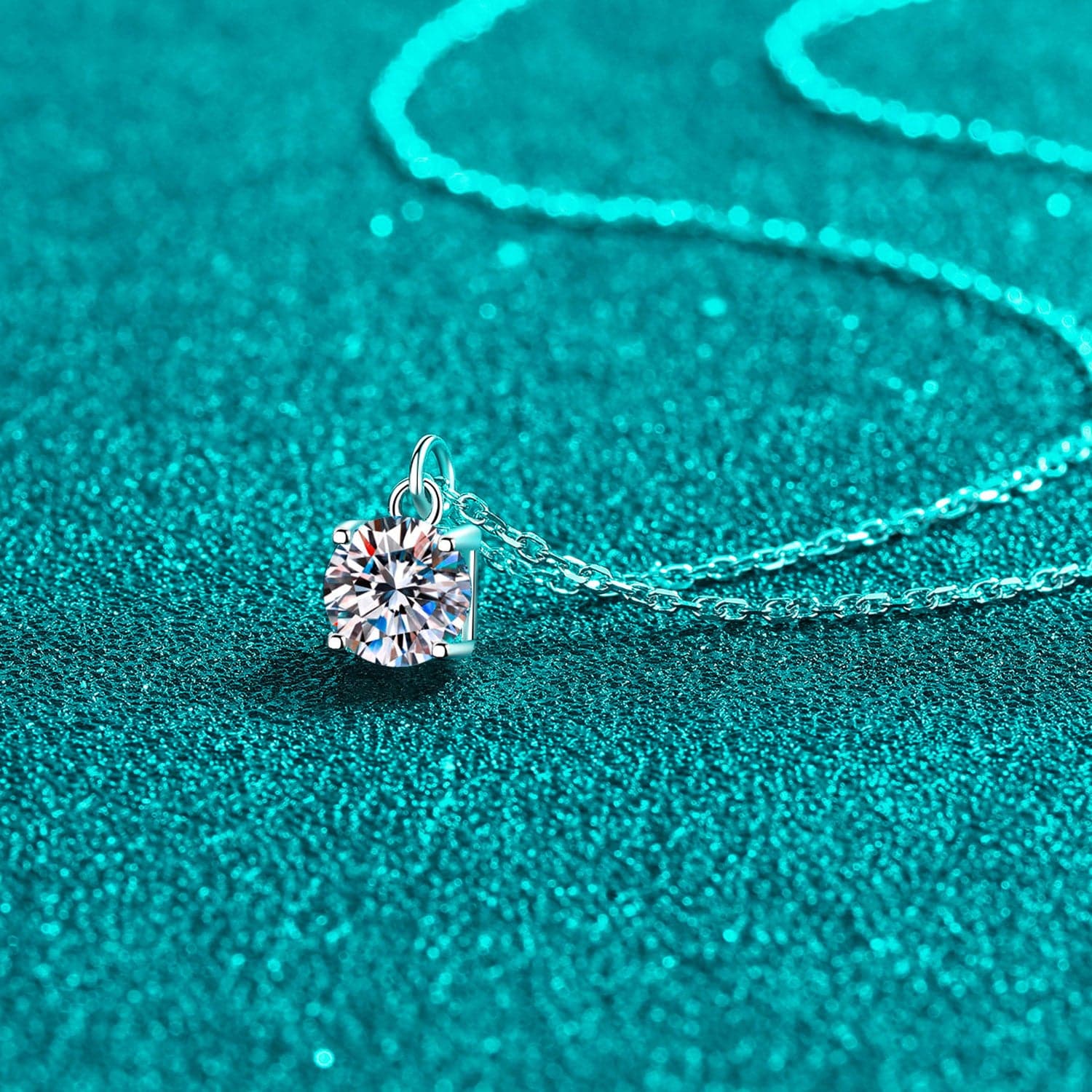 1 Carat Moissanite 925 Sterling Silver Necklace.