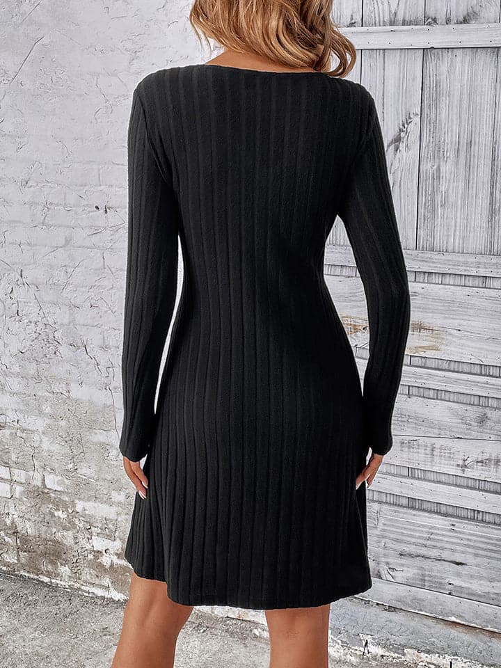 V-Neck Long Sleeve Mini Dress.