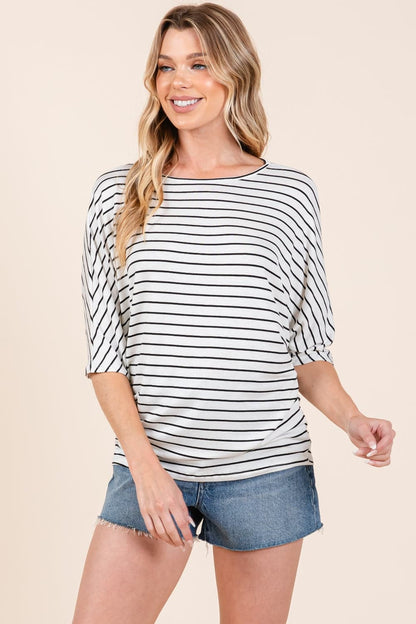 Elegant Striped Boat Neck Top