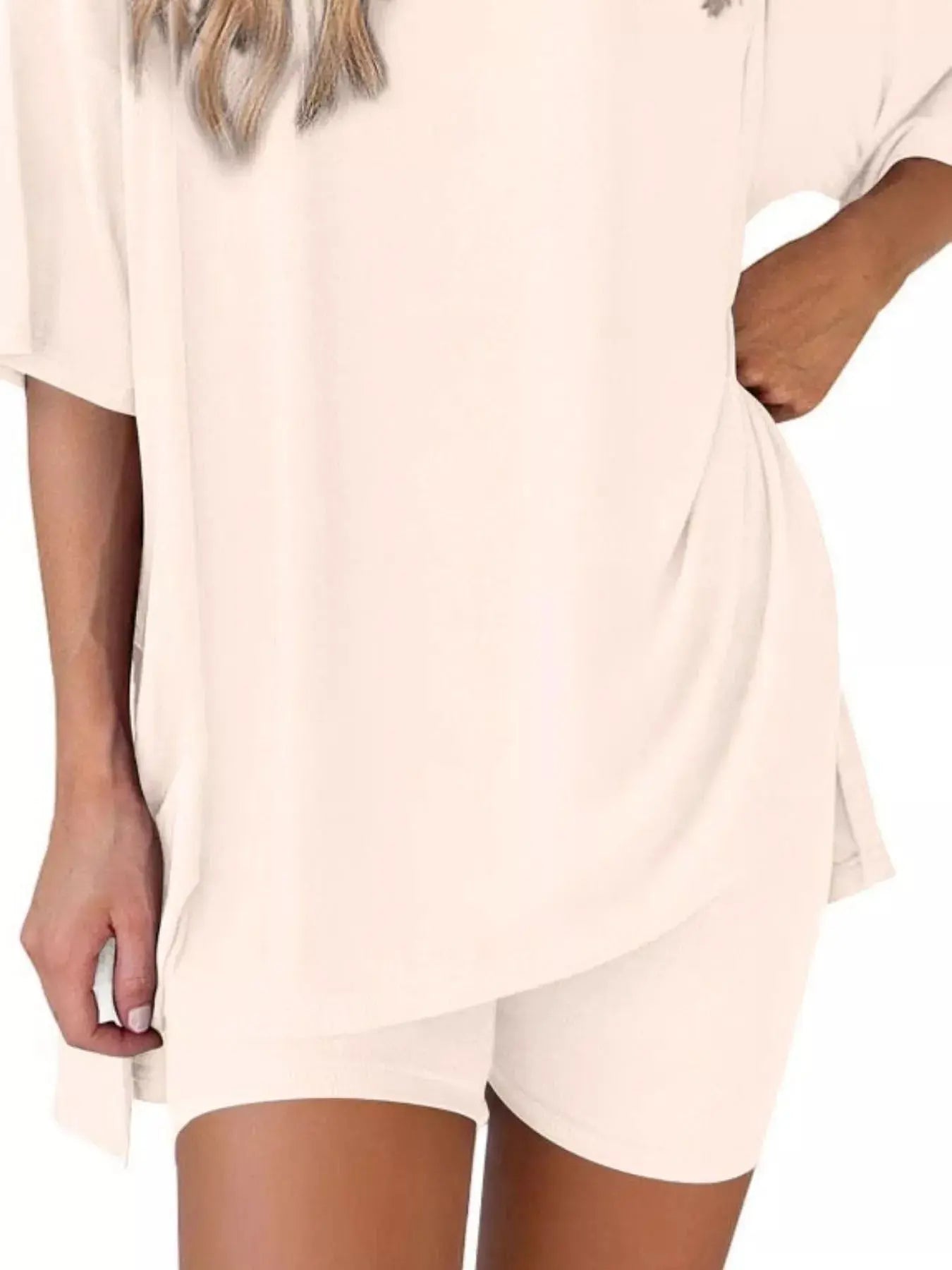 Full Size Relaxed Fit Round Neck Top and Shorts Two-Piece Set Plus Size Simply Love