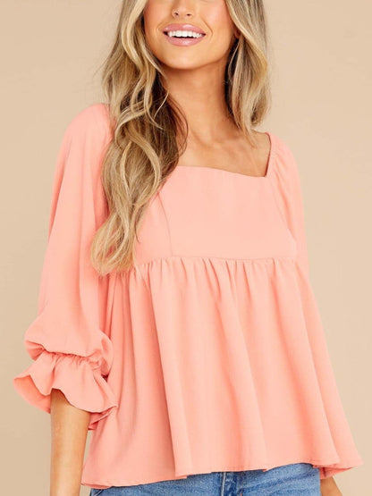 Sheer ruffled blouse with flounce sleeves