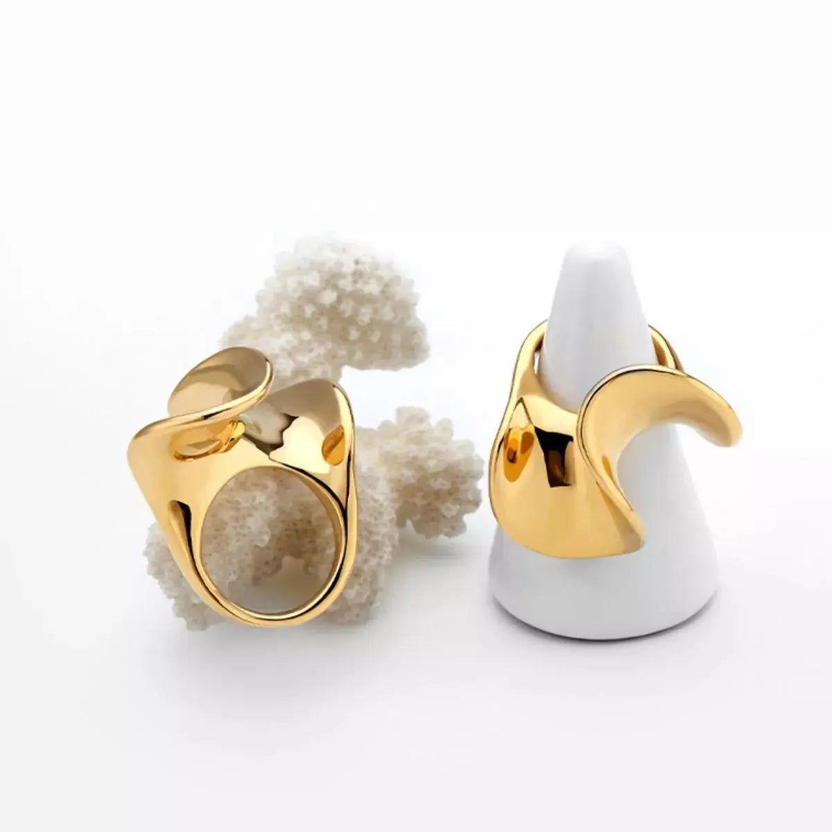 18K Gold-Plated Copper Geometric Sculptural Ring Simply Love