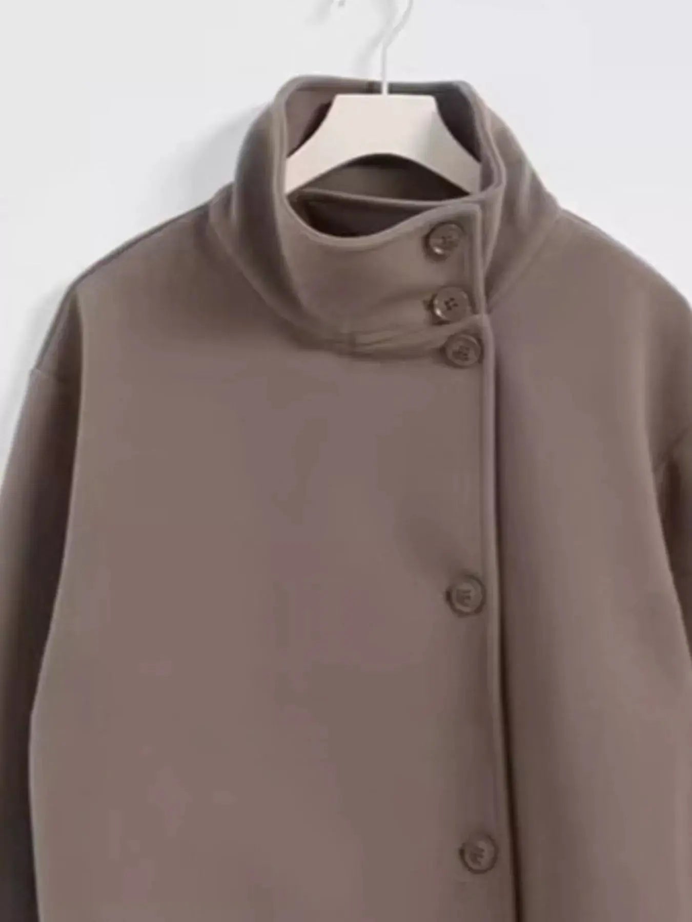 Navy Long Sleeve Buttoned Lightweight Outerwear Coat Lined Simply Love